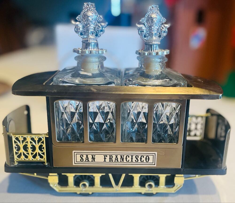 Vintage San Francisco Cable Car Musical Decanter Set (As-Is)